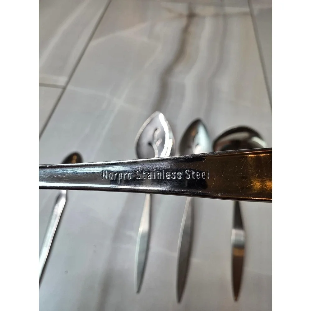 Vintage Norpro & SRI Cortina Japan Stainless Serving Set Ladle Slotted Spoons A3